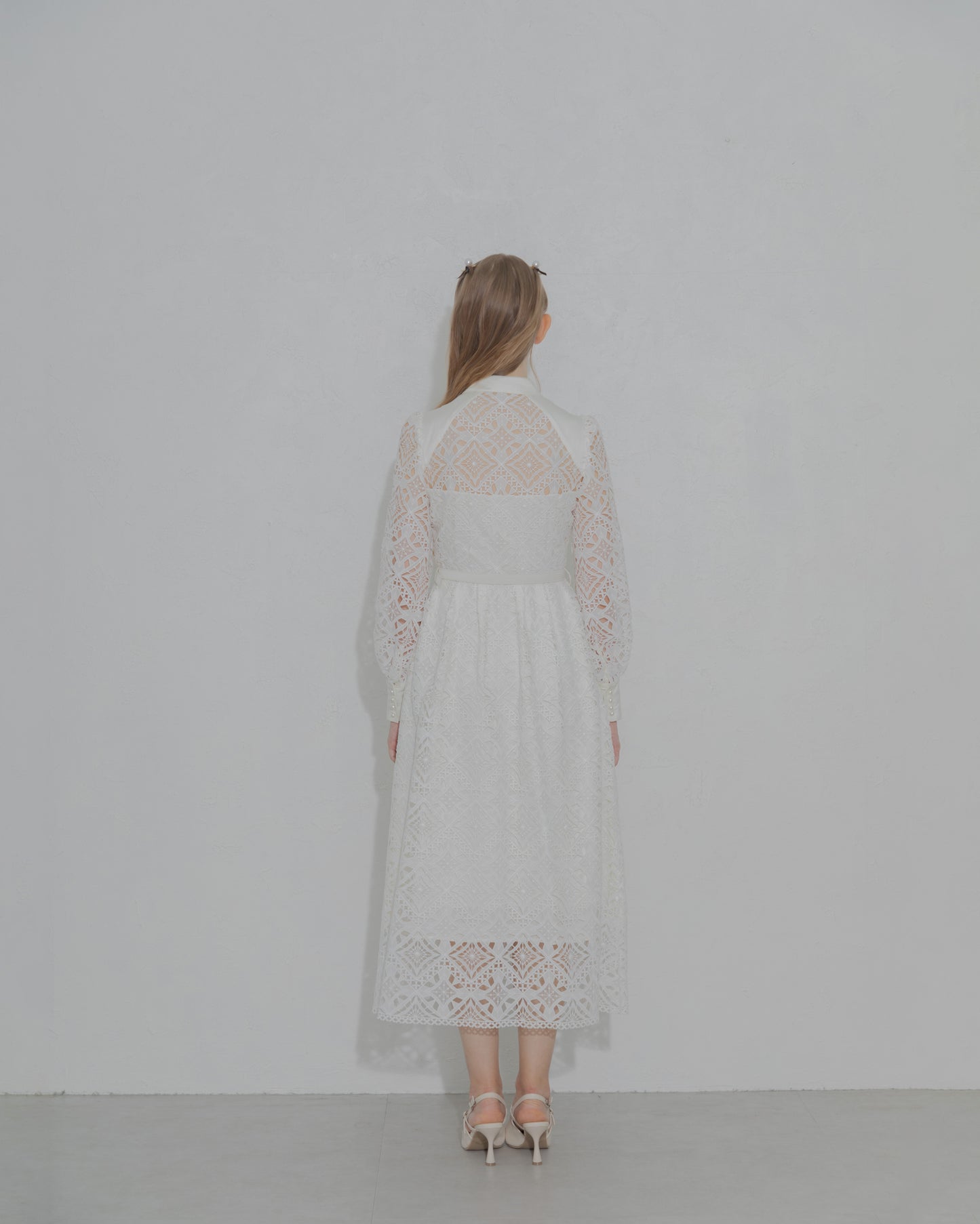 【20%OFF】Chemical lace satin shirt dress