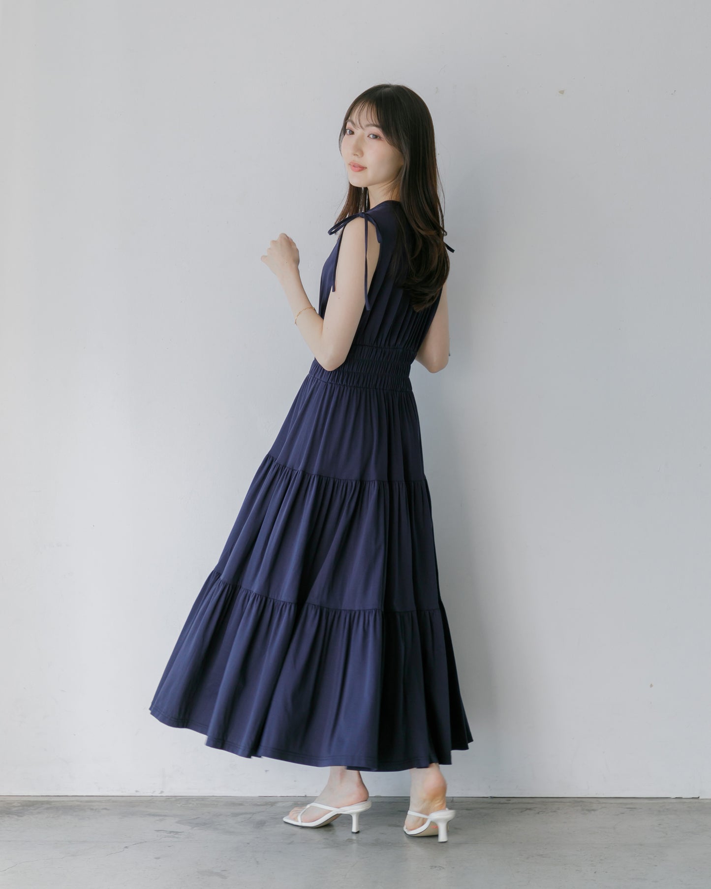 【一部予約販売】ノースリーブシャツティアードワンピース