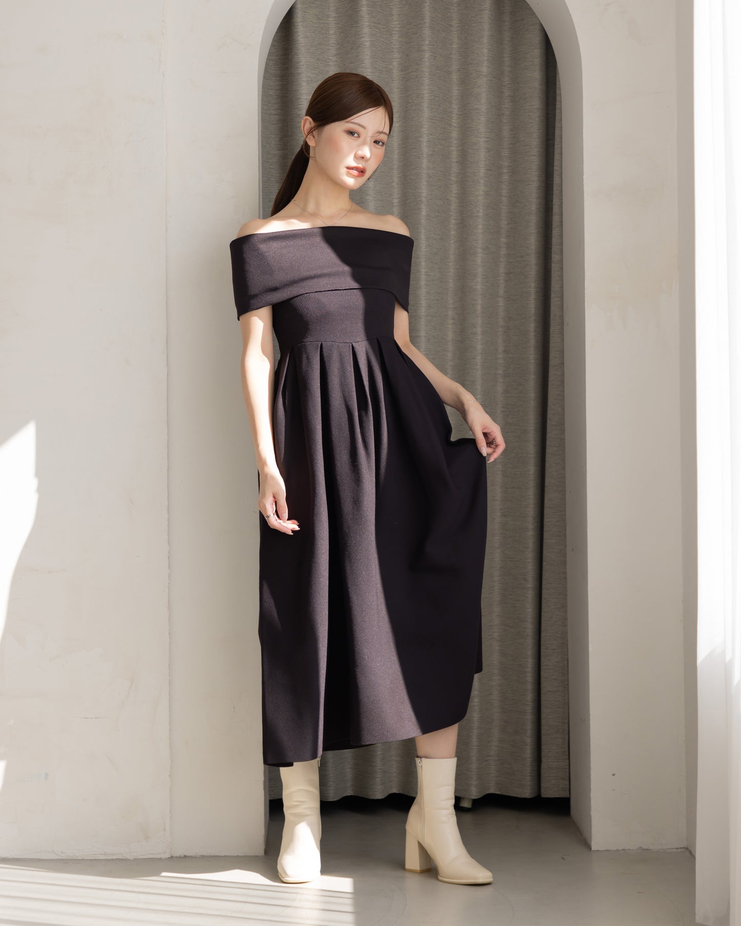 【RESTOCK】4way仕様オフショルニットワンピース