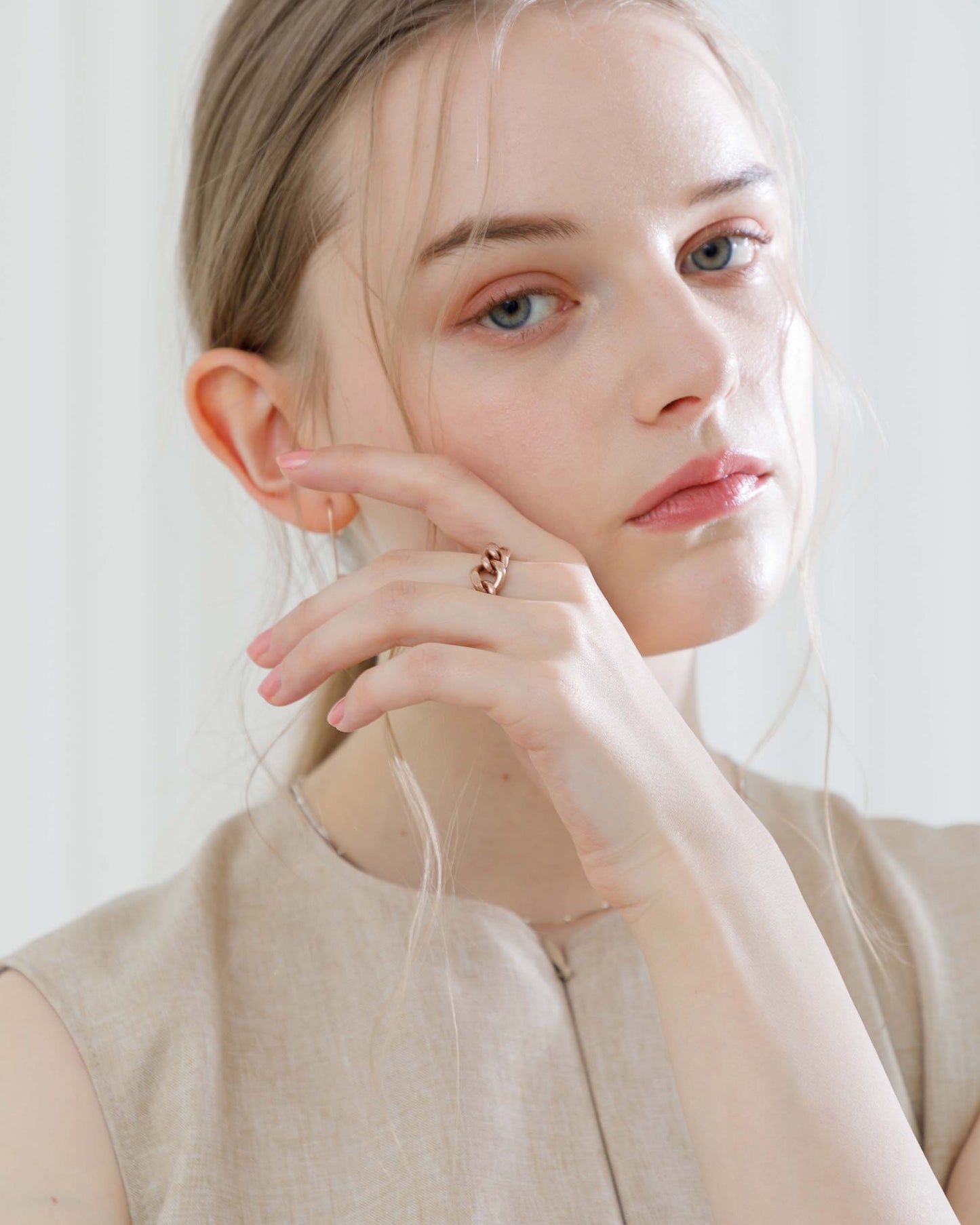 Rose Gold on One Middle & Small Curb Chain Ring