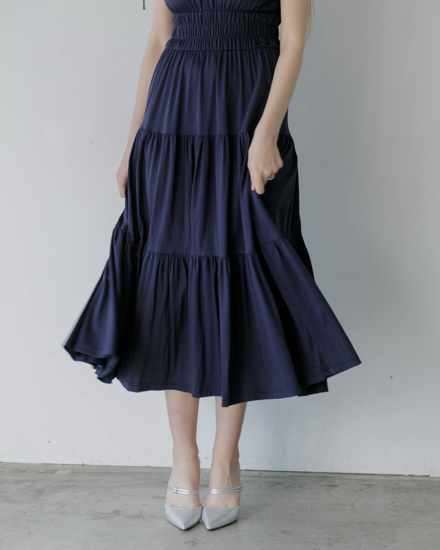 【一部予約販売】ノースリーブシャツティアードワンピース