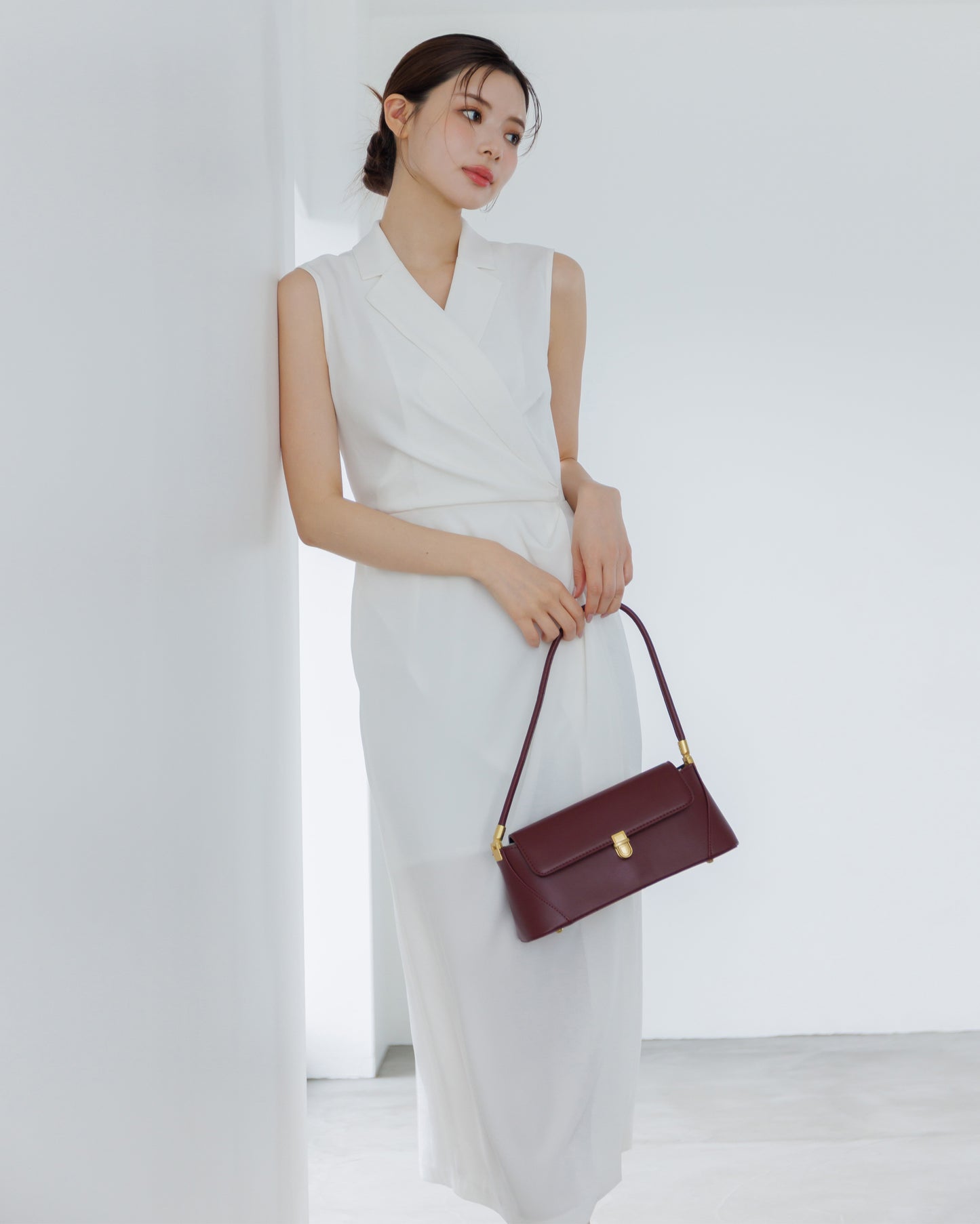 【予約販売】ノースリーブカシュクールドレープワンピース