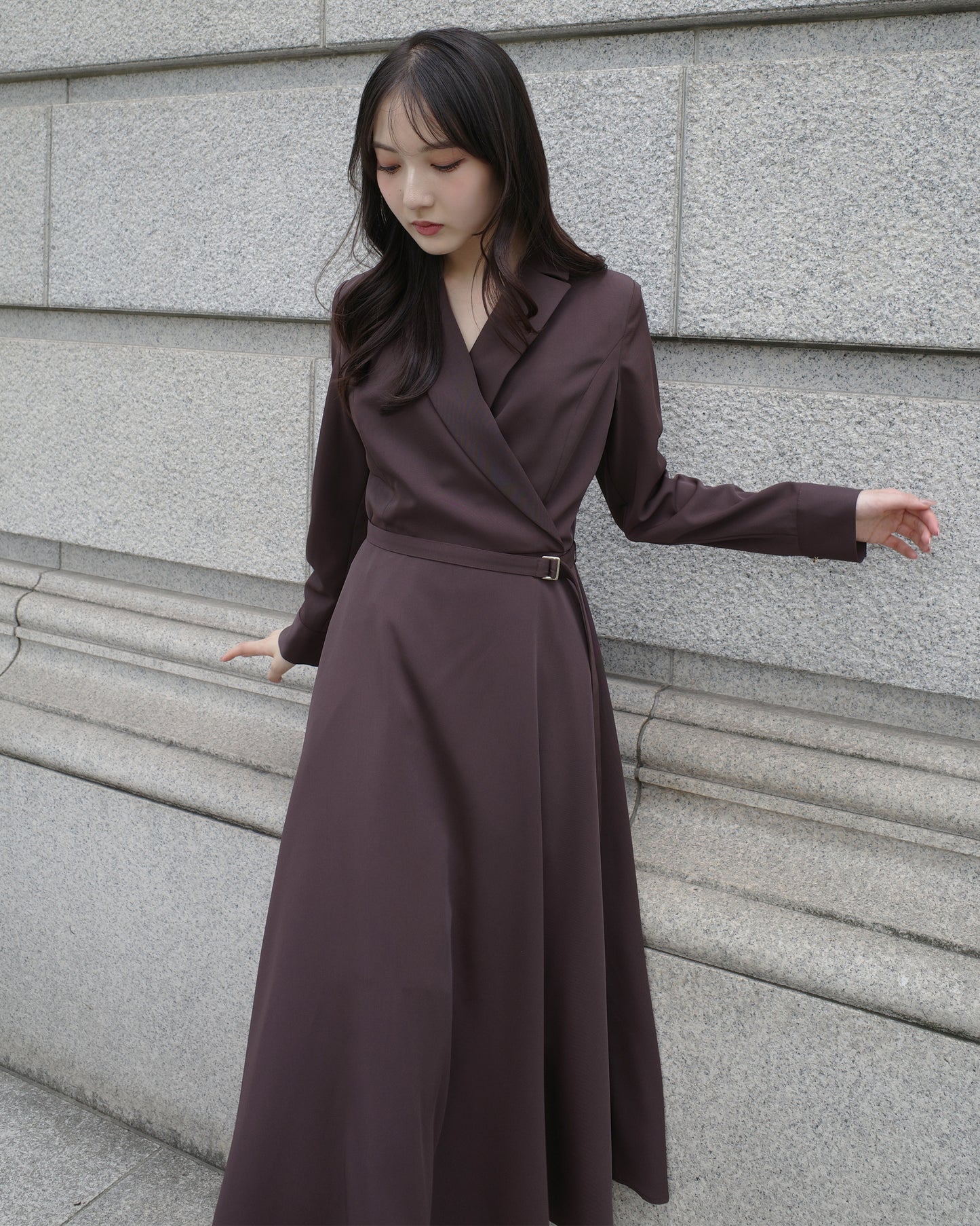 【NEW ARRIVAL】ロングスリーブトレンチフレアワンピース