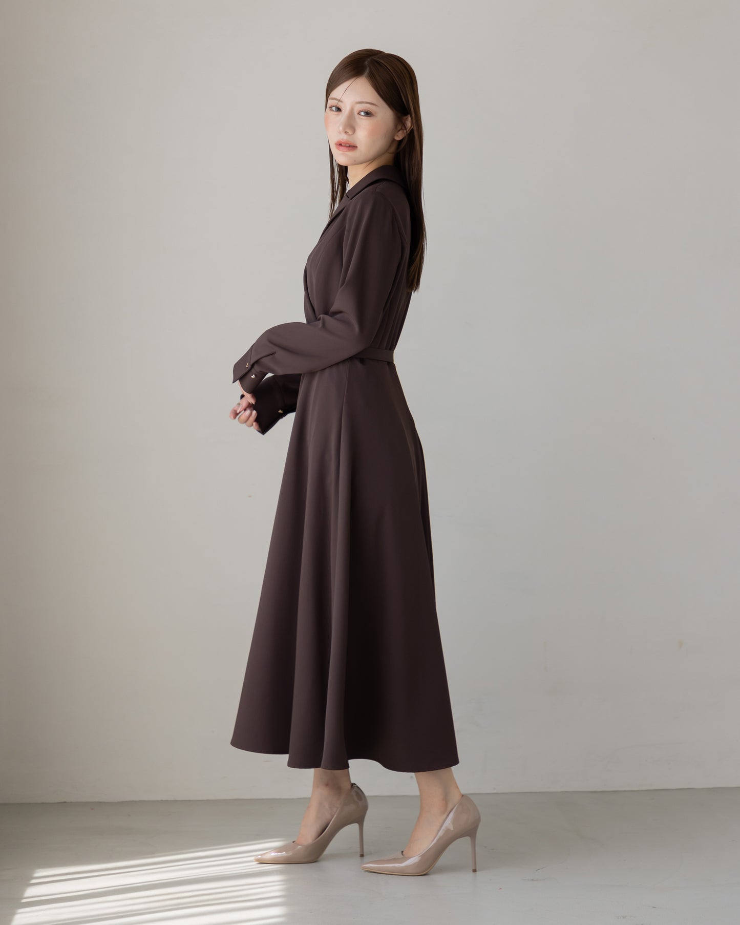 【NEW ARRIVAL】ロングスリーブトレンチフレアワンピース
