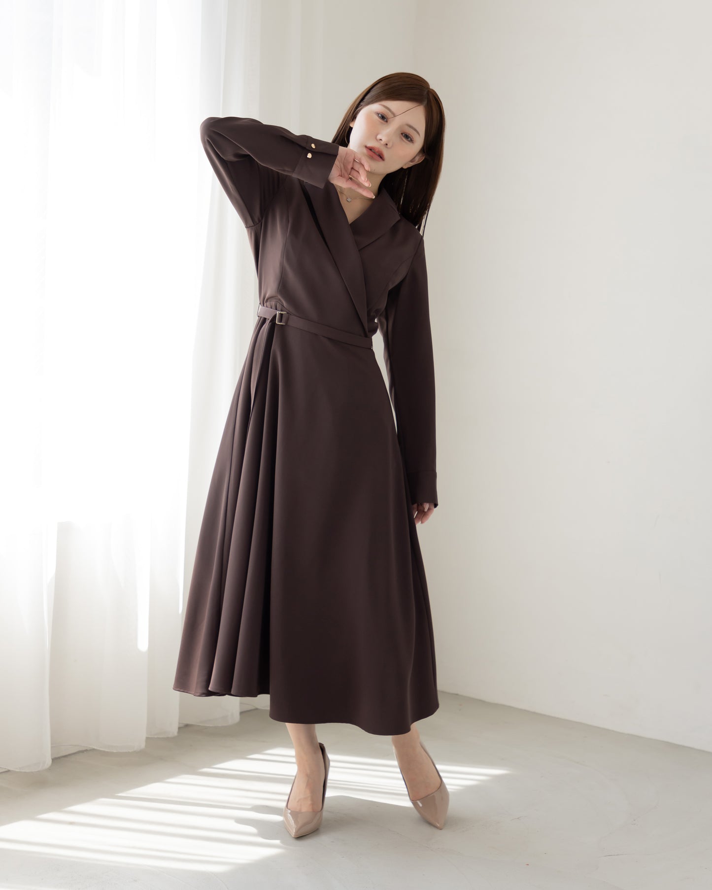 【NEW ARRIVAL】ロングスリーブトレンチフレアワンピース