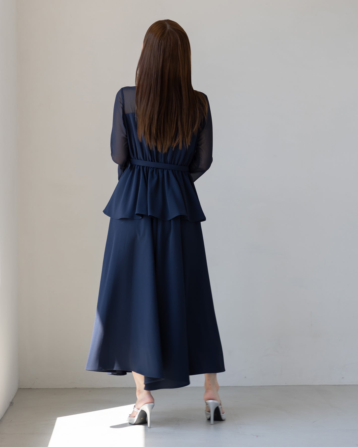 【NEW ARRIVAL】ペプラムシフォンボリュームワンピース