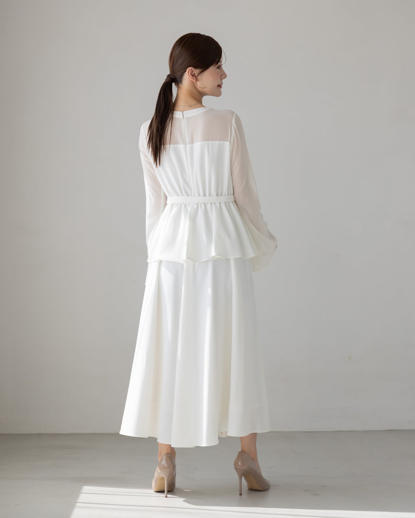 【NEW ARRIVAL】ペプラムシフォンボリュームワンピース