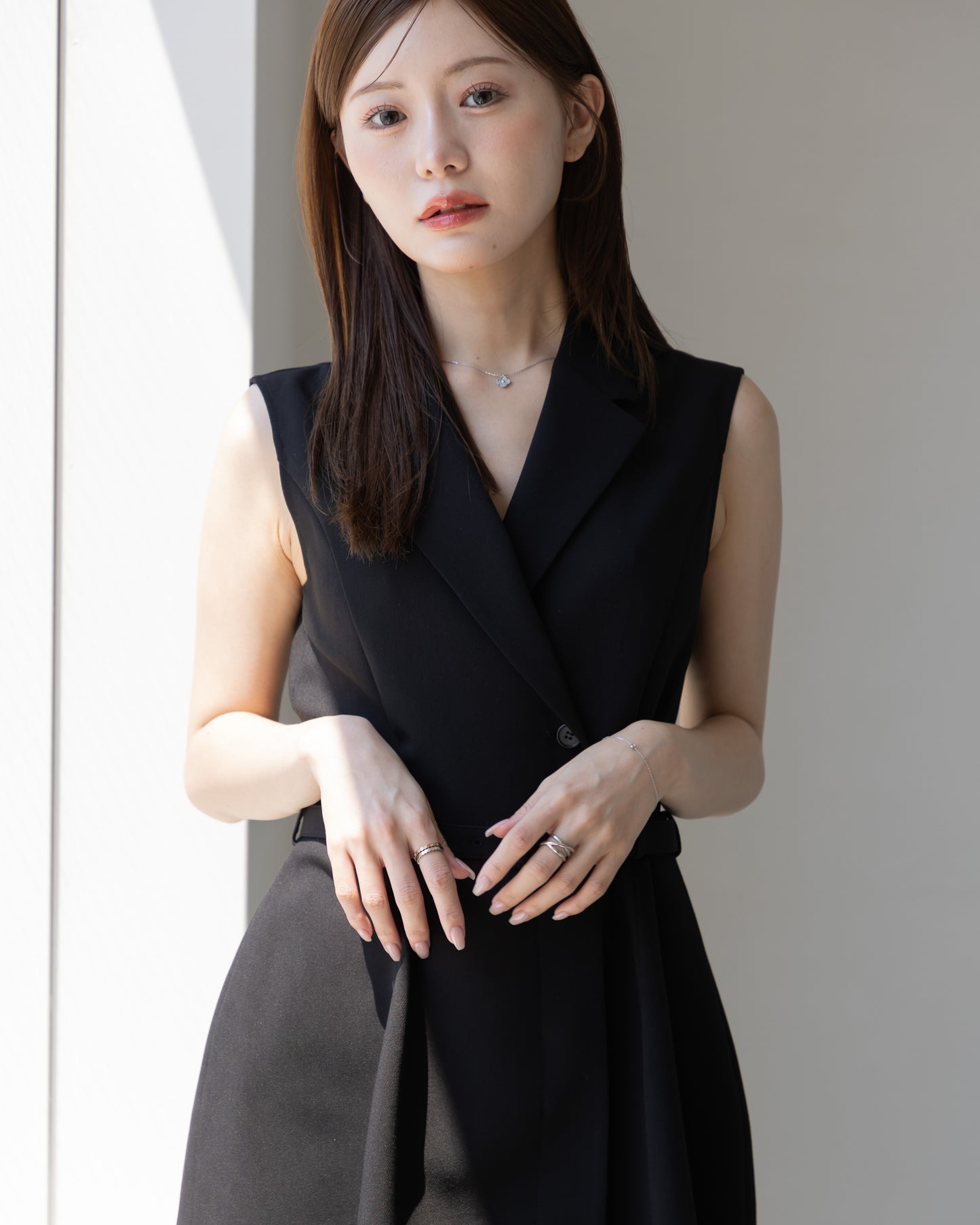 【NEW ARRIVAL】ノースリーブトレンチミニワンピース