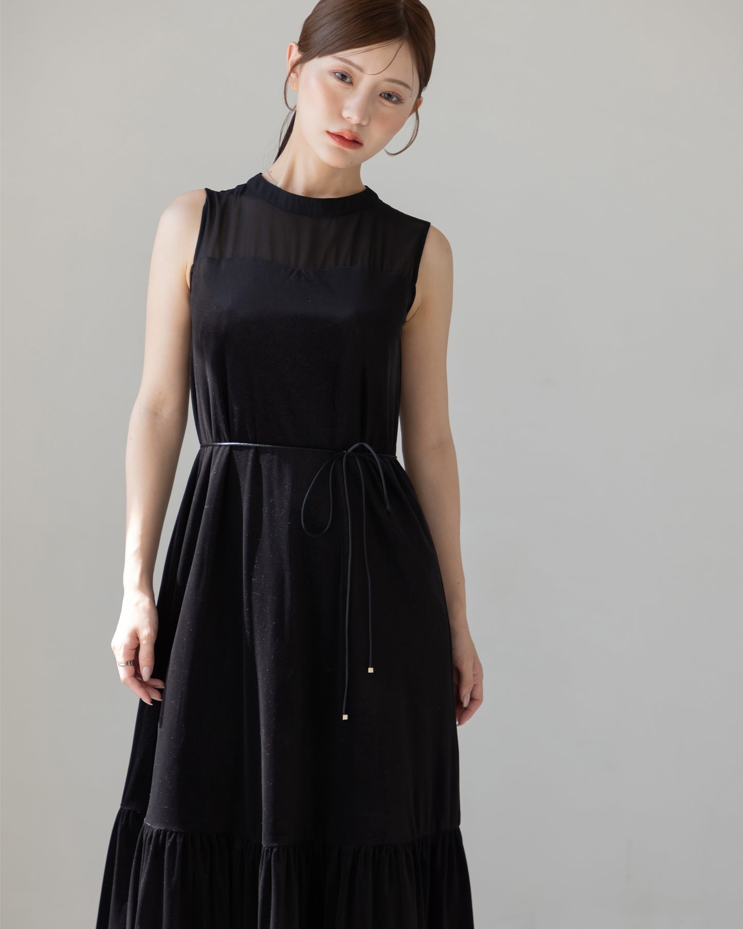 【NEW ARRIVAL】ノースリーブシアーベロアワンピース