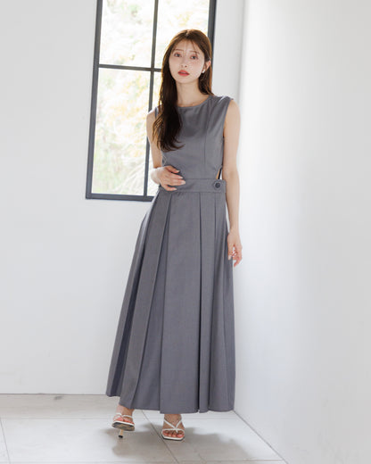 【SPECIAL 10%OFF】ノースリーブサイドカットプリーツワンピース