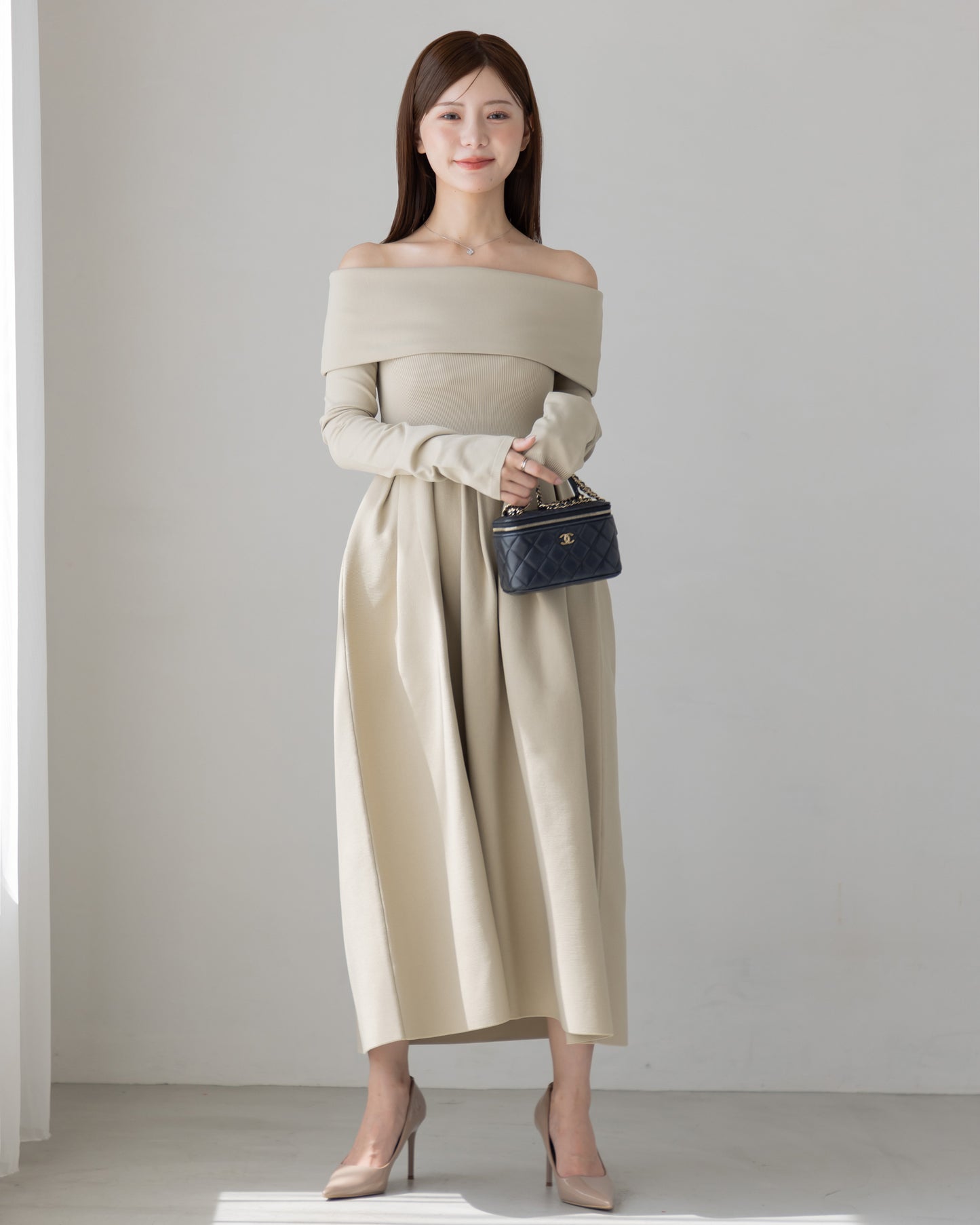 【RESTOCK】4way仕様オフショルニットワンピース