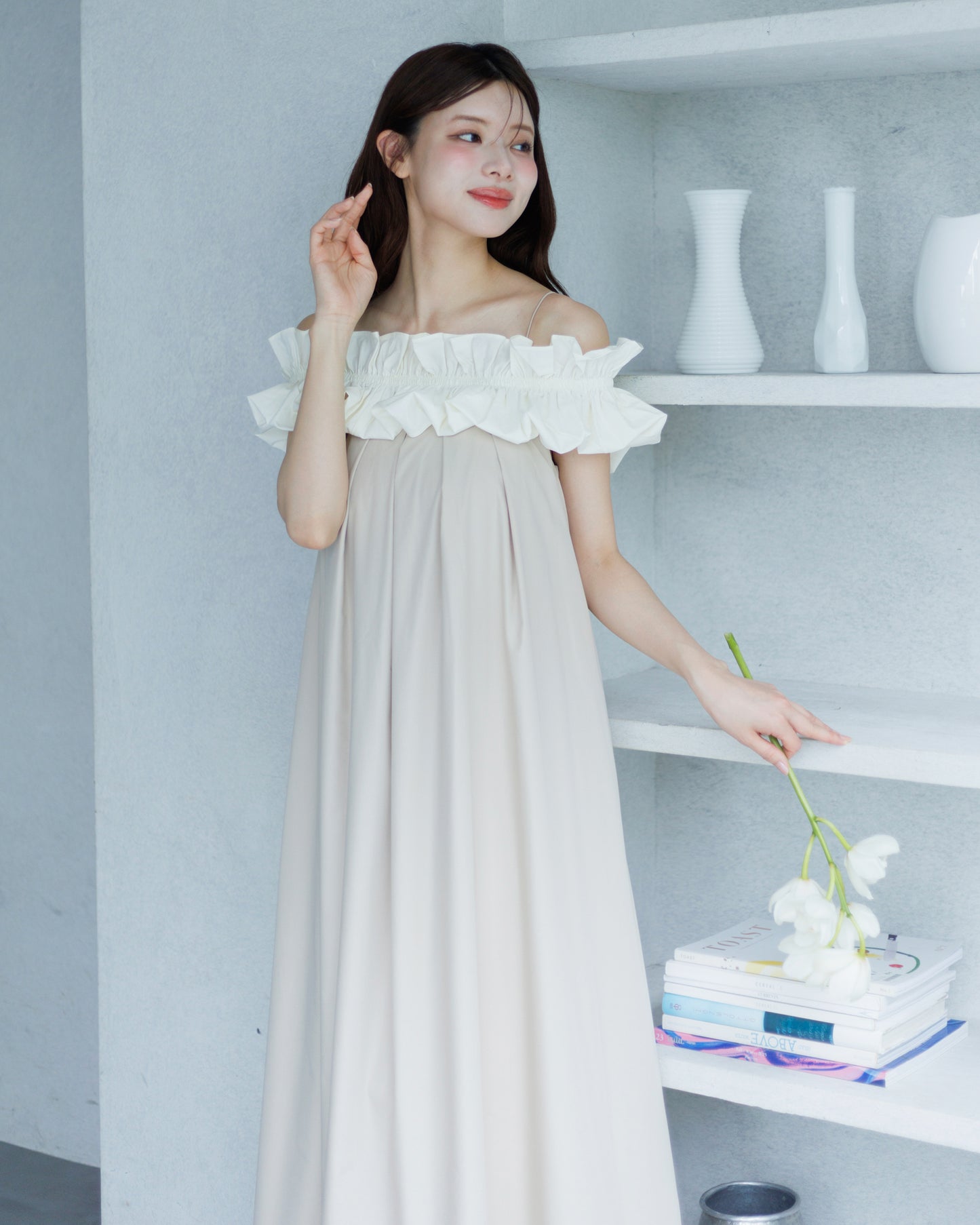 【予約販売】3wayホイップフリルオフショルワンピース