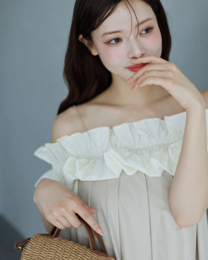 【予約販売】3wayホイップフリルオフショルワンピース