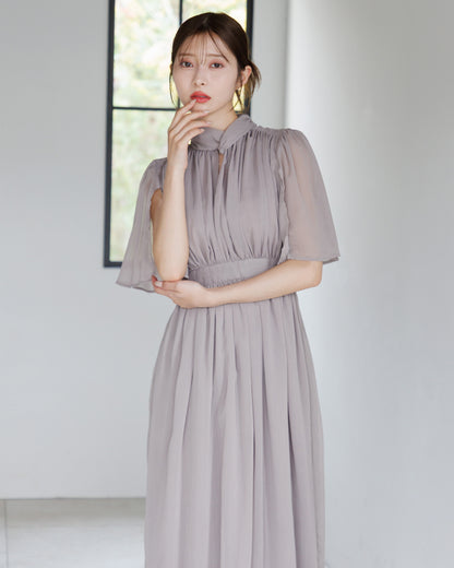 【RESTOCK】スリットスリーブシフォンワンピース