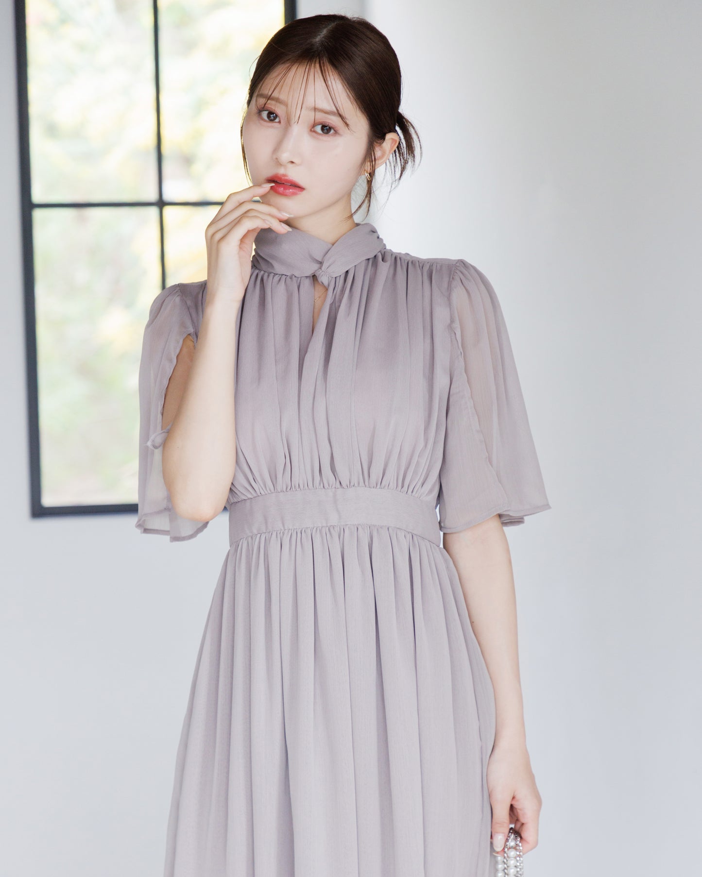 【RESTOCK】スリットスリーブシフォンワンピース