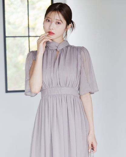 【RESTOCK】スリットスリーブシフォンワンピース
