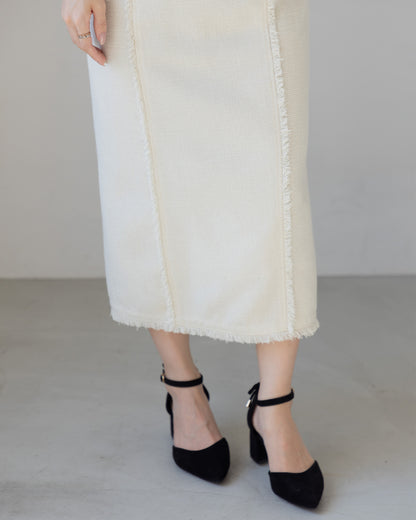 【AUTUMN ITEM】ノースリーブツイードフリンジワンピース