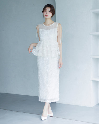 【予約販売】ペプラムジャガードワンピース