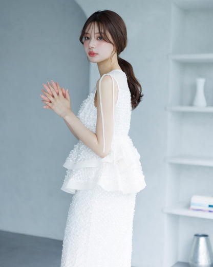 【予約販売】ペプラムジャガードワンピース