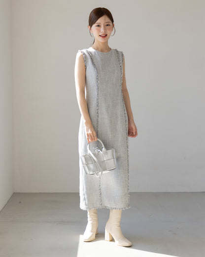 【AUTUMN ITEM】ノースリーブツイードフリンジワンピース