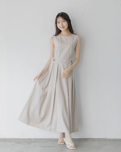 【SPECIAL 10%OFF】ノースリーブサイドカットプリーツワンピース