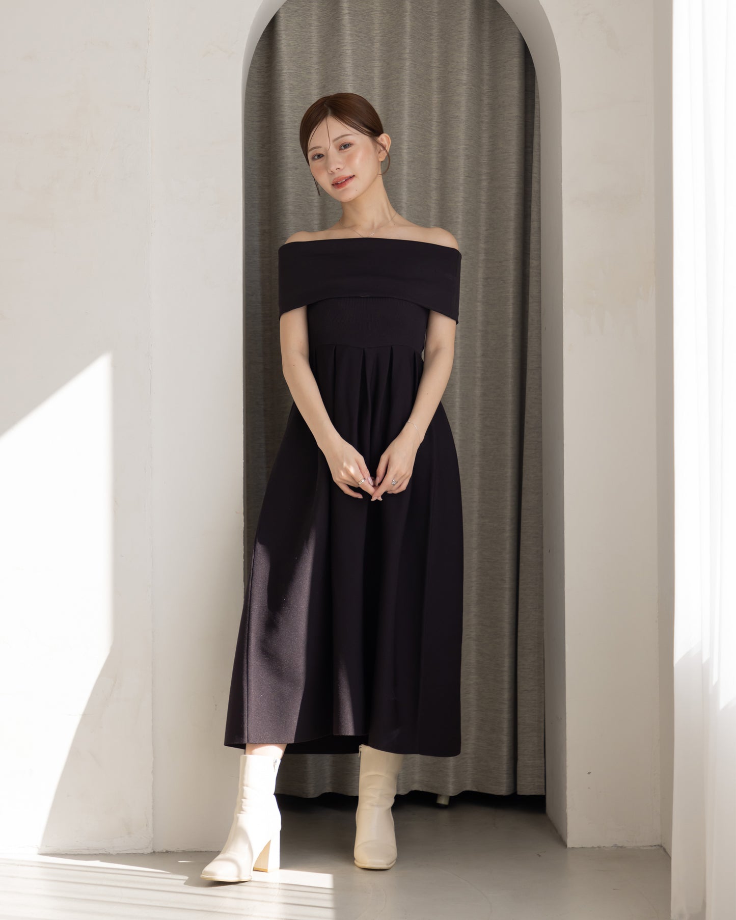 【RESTOCK】4way仕様オフショルニットワンピース