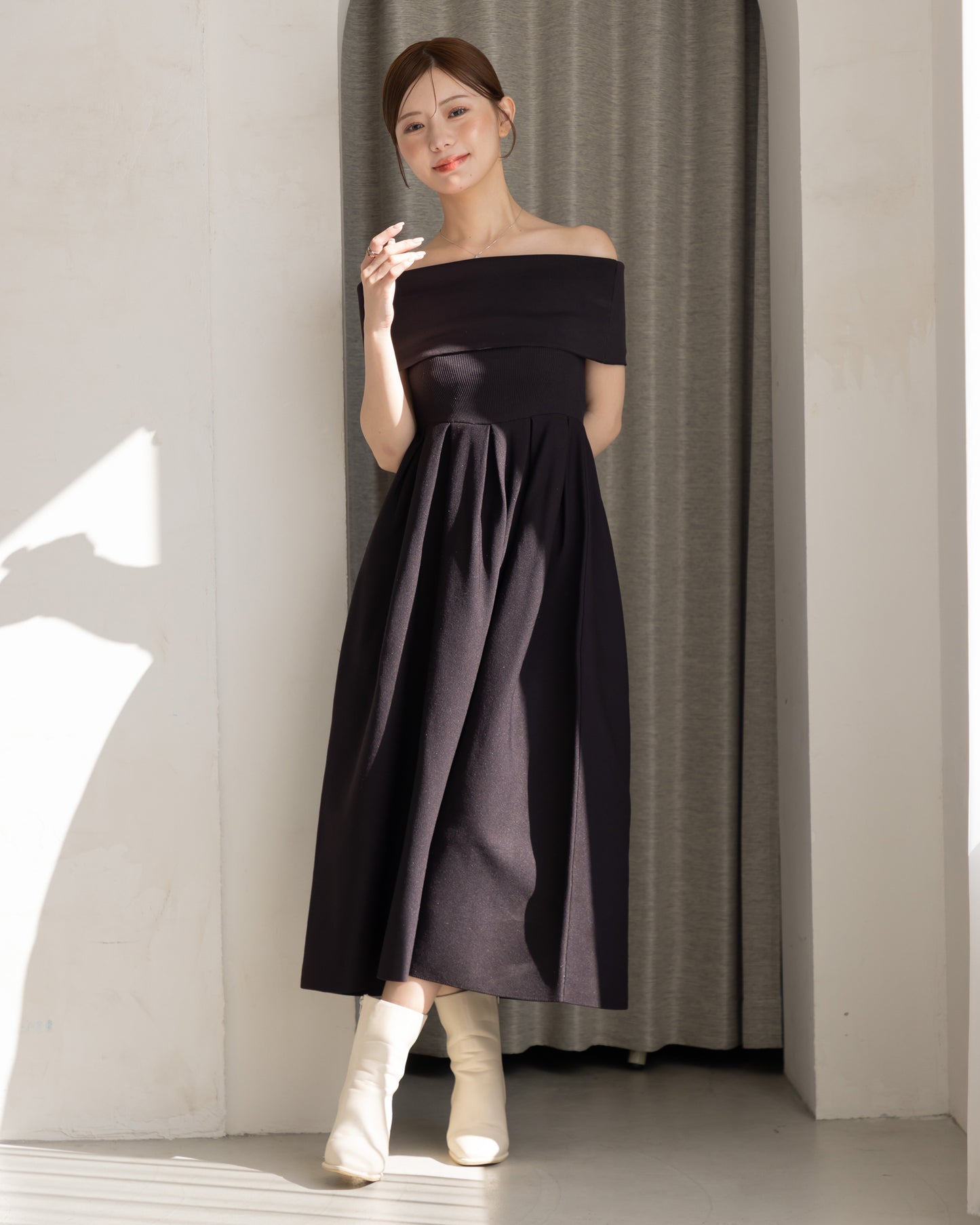 【RESTOCK】4way仕様オフショルニットワンピース