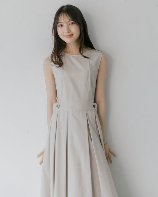 【25%OFF】ノースリーブサイドカットプリーツワンピース