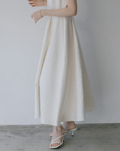 【予約販売】ノースリーブジャガードフレアワンピース