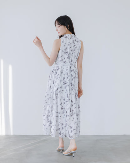 【予約販売】ホルターネックギャザーフラワーワンピース