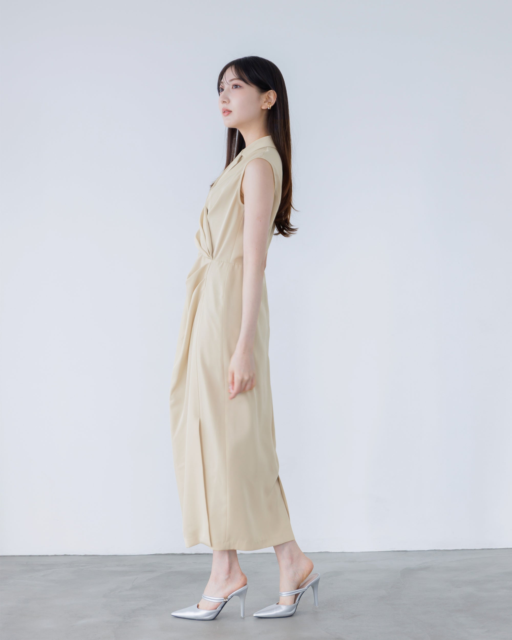 予約販売】ノースリーブカシュクールドレープワンピース – La lune