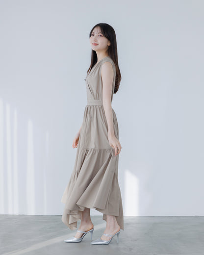 【予約販売】ノースリーブフレアイレヘムワンピース