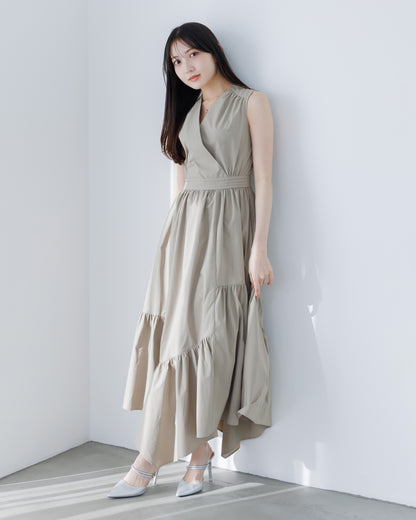 【予約販売】ノースリーブフレアイレヘムワンピース