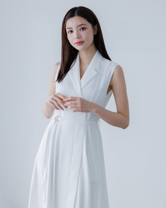 【予約販売】ノースリーブトレンチジレフレアワンピース