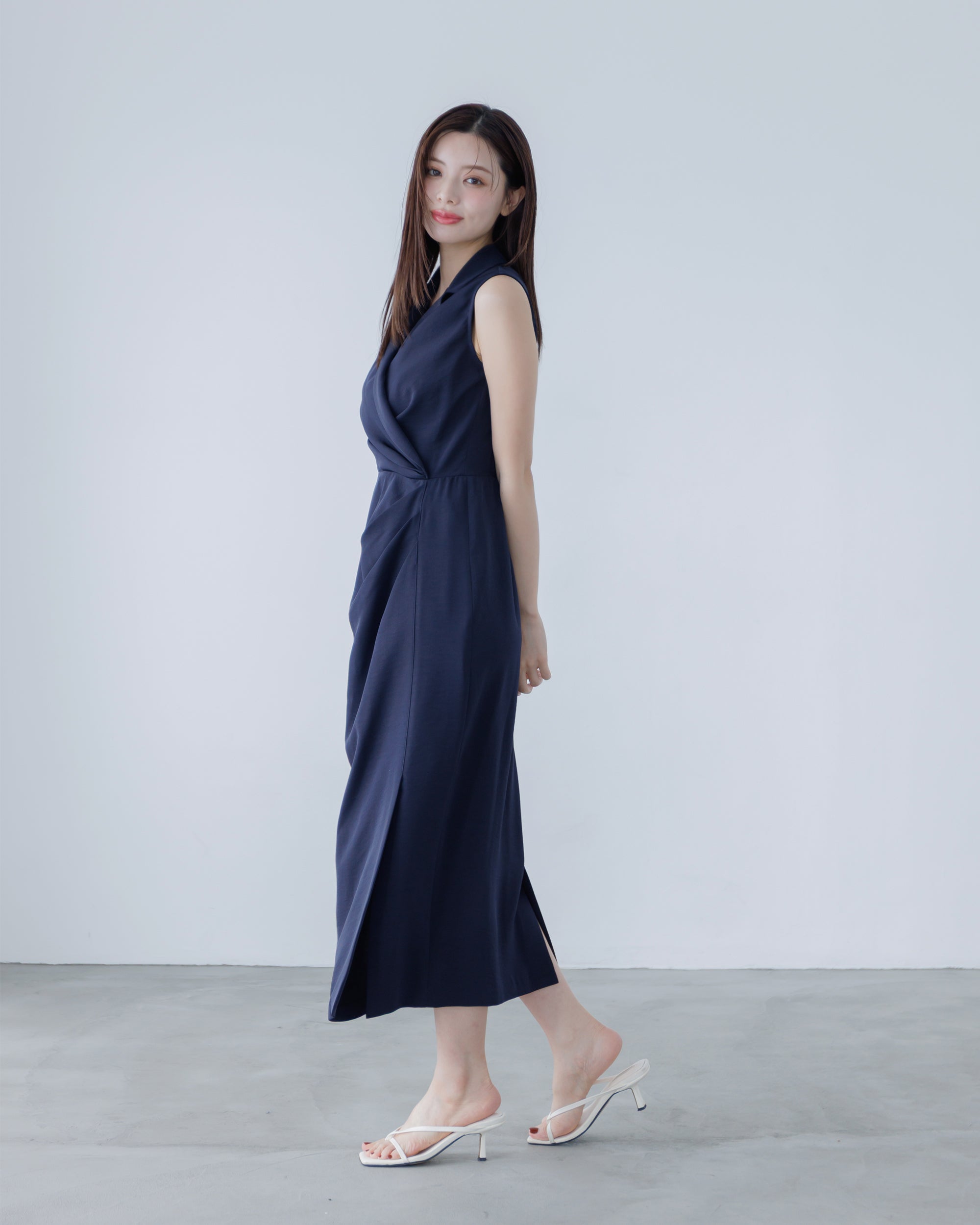 予約販売】ノースリーブカシュクールドレープワンピース – La lune