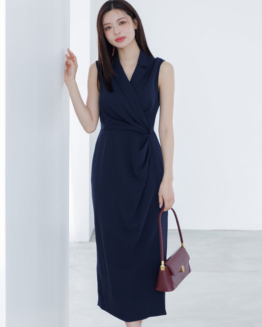 【予約販売】ノースリーブカシュクールドレープワンピース