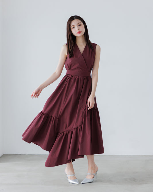 【LINE先行15%OFF】ノースリーブフレアイレヘムワンピース