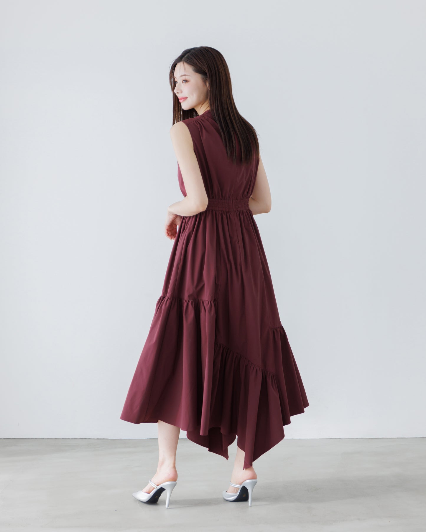 【予約販売】ノースリーブフレアイレヘムワンピース