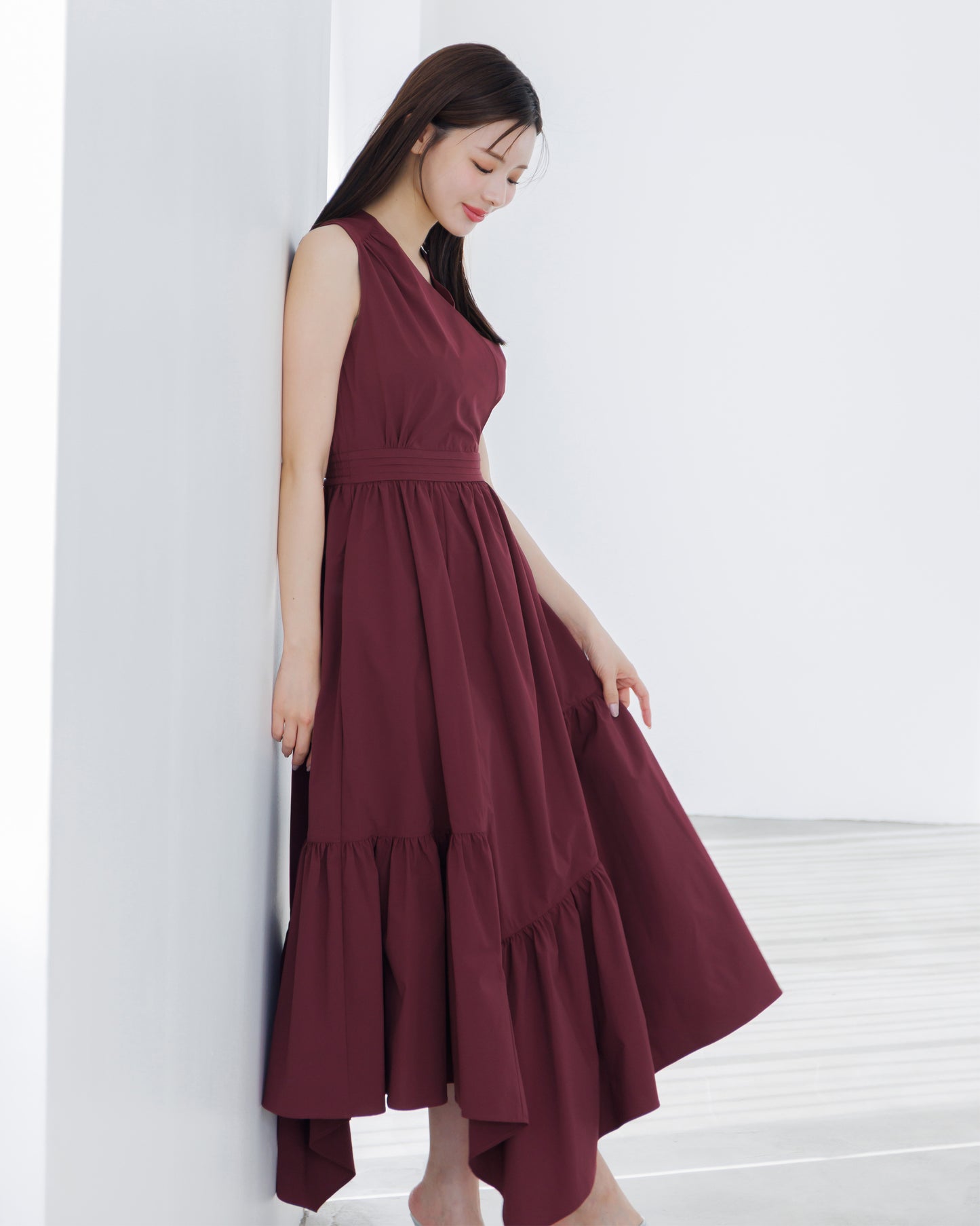 【予約販売】ノースリーブフレアイレヘムワンピース