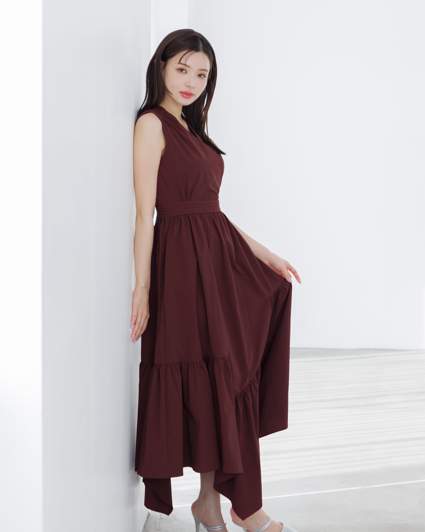 【予約販売】ノースリーブフレアイレヘムワンピース