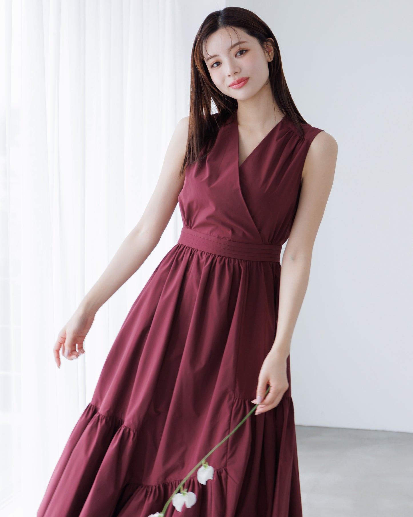 【予約販売】ノースリーブフレアイレヘムワンピース