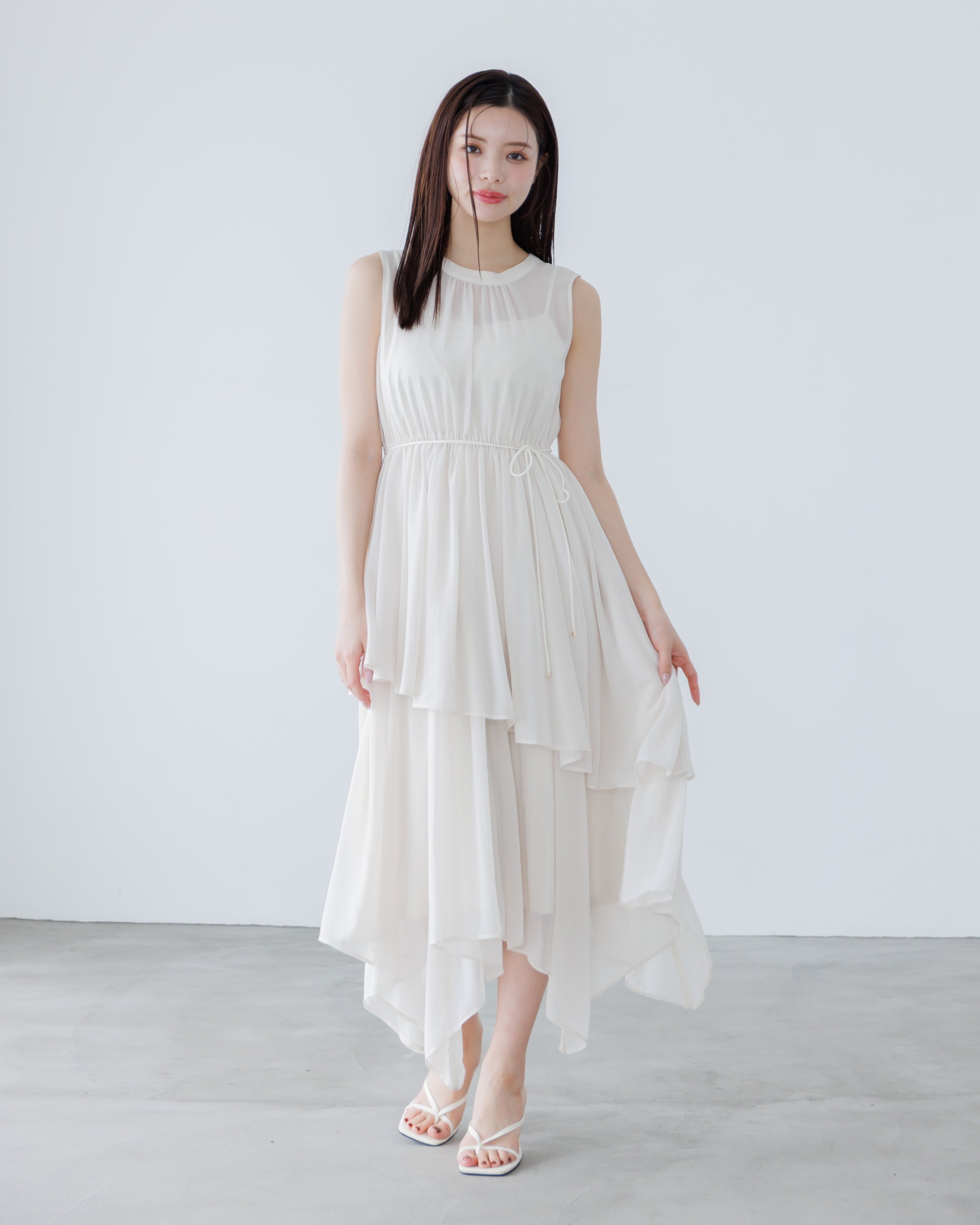 ノースリーブシフォンギャザーワンピース – La lune