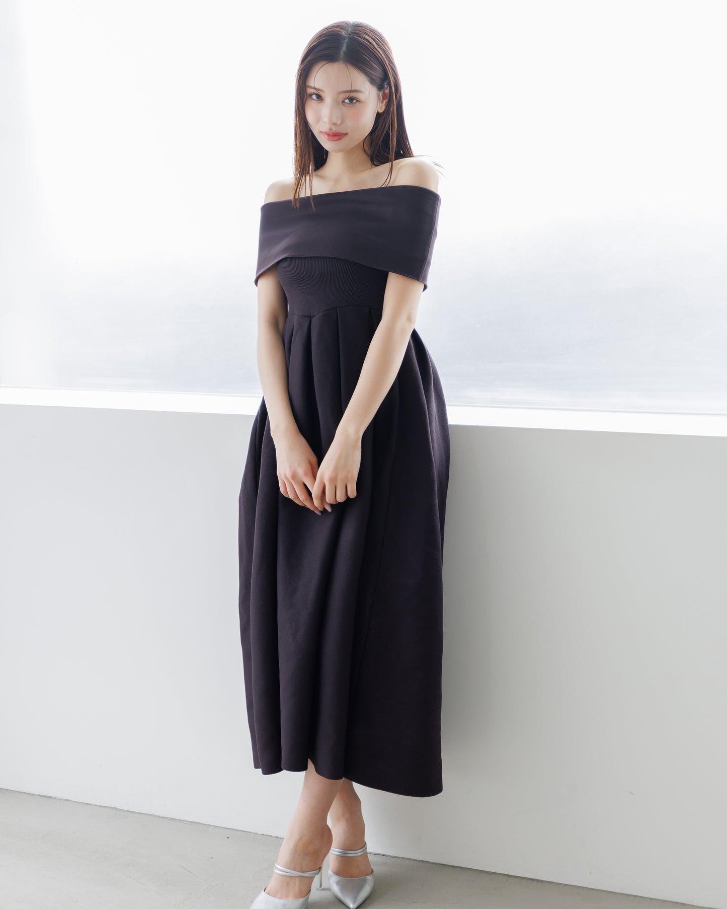 4way仕様オフショルニットワンピース