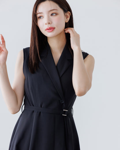 【予約販売】ノースリーブトレンチジレフレアワンピース