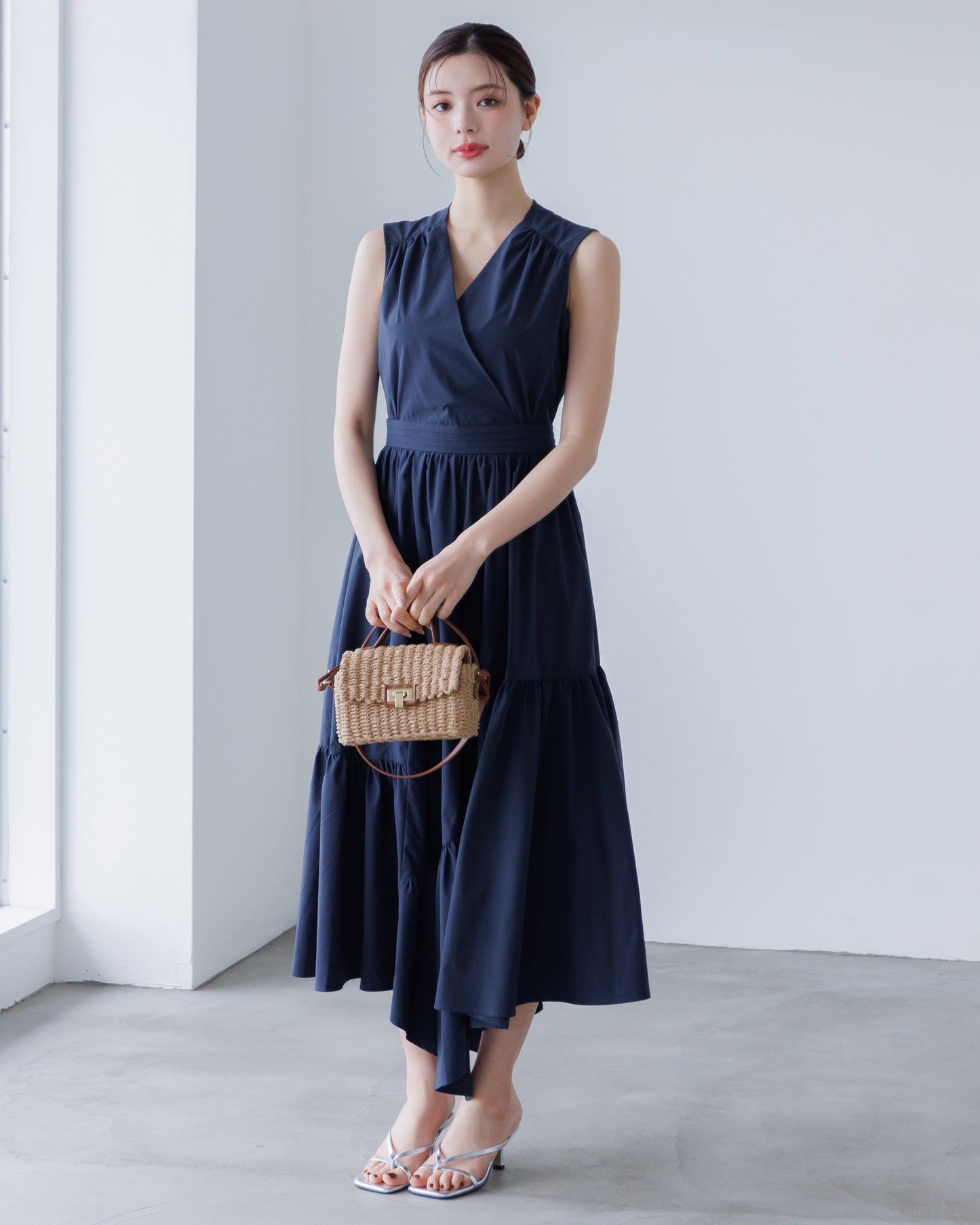 【予約販売】ノースリーブフレアイレヘムワンピース