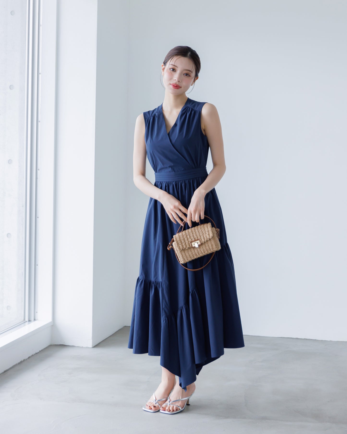 【予約販売】ノースリーブフレアイレヘムワンピース