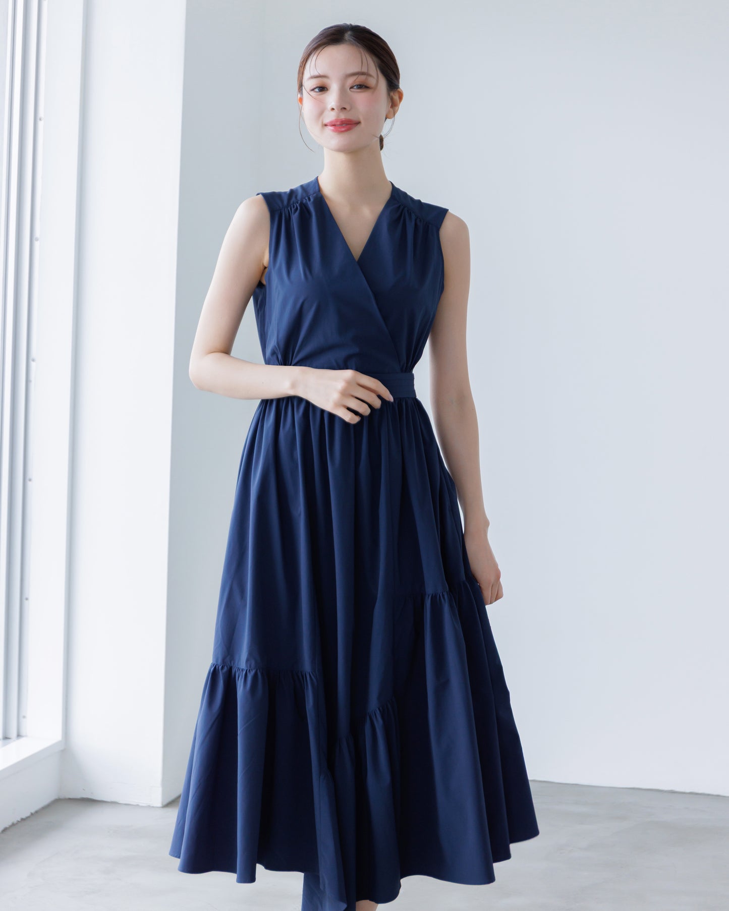 【予約販売】ノースリーブフレアイレヘムワンピース