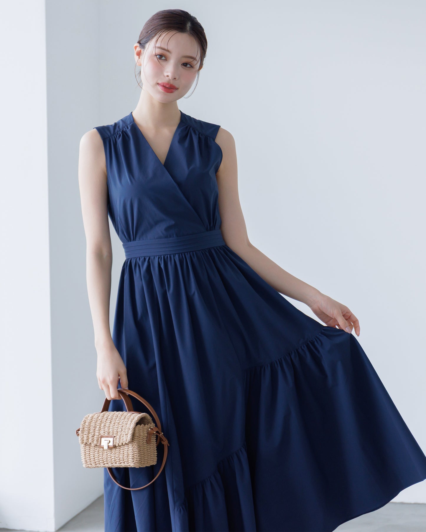 【予約販売】ノースリーブフレアイレヘムワンピース