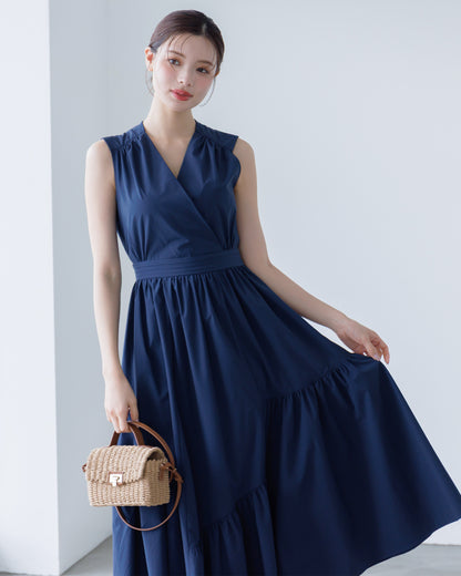 【予約販売】ノースリーブフレアイレヘムワンピース