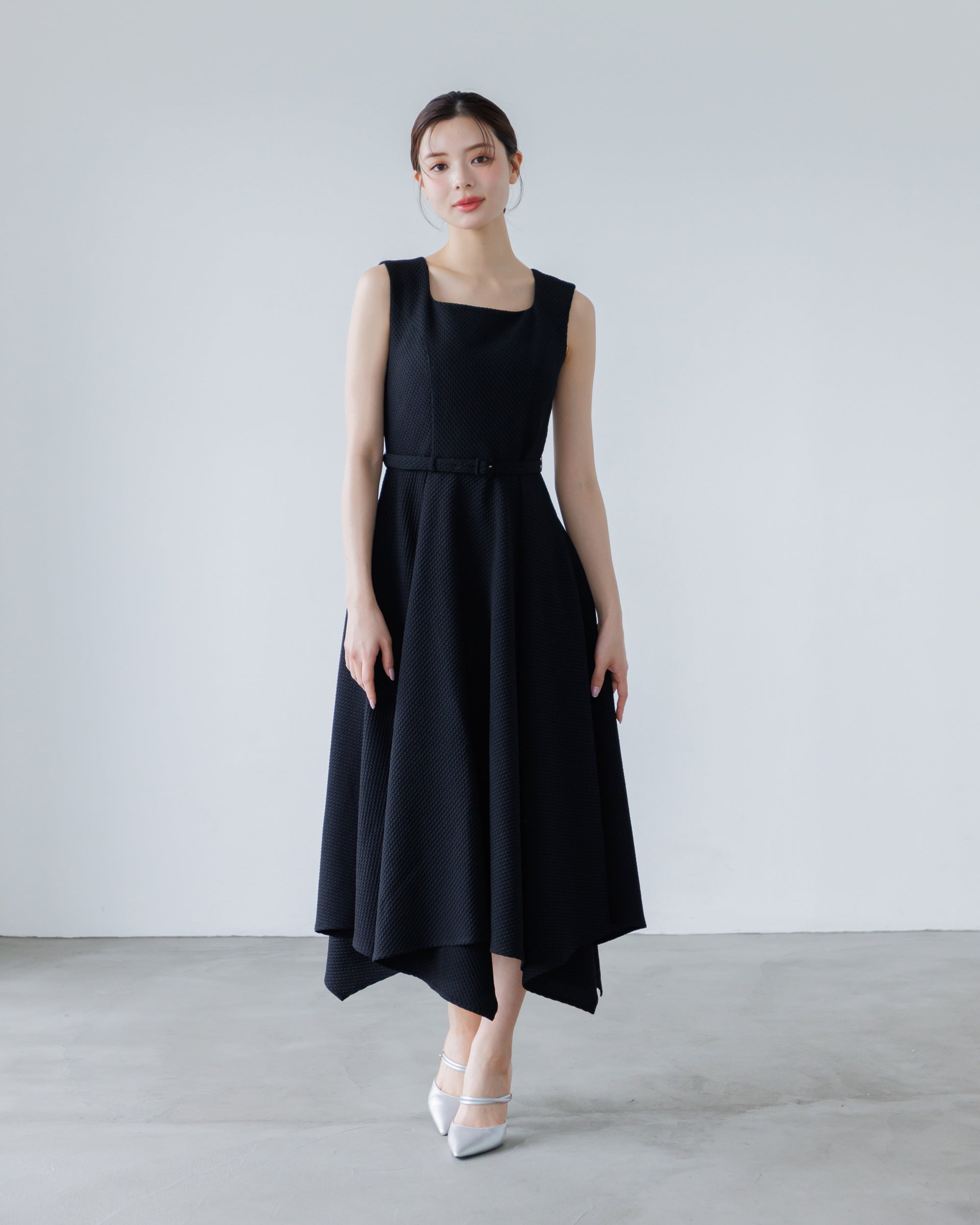 YOKANG アシンメトリー ノースリーブワンピース タイトル名を入力 YOKANG